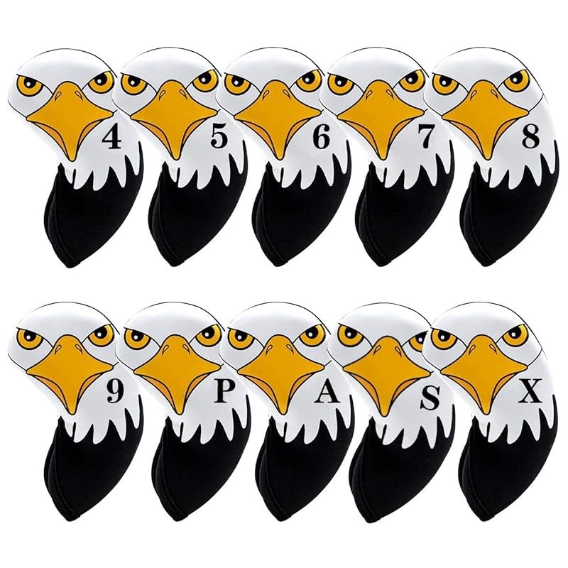 【JAPAN】Golf Iron Cover, Golf Iron Head Cover Set Golf Head Cover for Iron Neoprene Material Golf Iron Head Cover Colorful Numbered Iron Head Cover (Eagle(10pcs))
