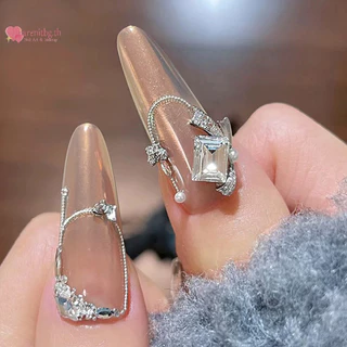 RENBG 50 ซม.เล็บโซ่เหล็กเงินทองโลหะเล็บอุปกรณ์เสริม 3D ตกแต่งเล็บเล็บโซ่ TH