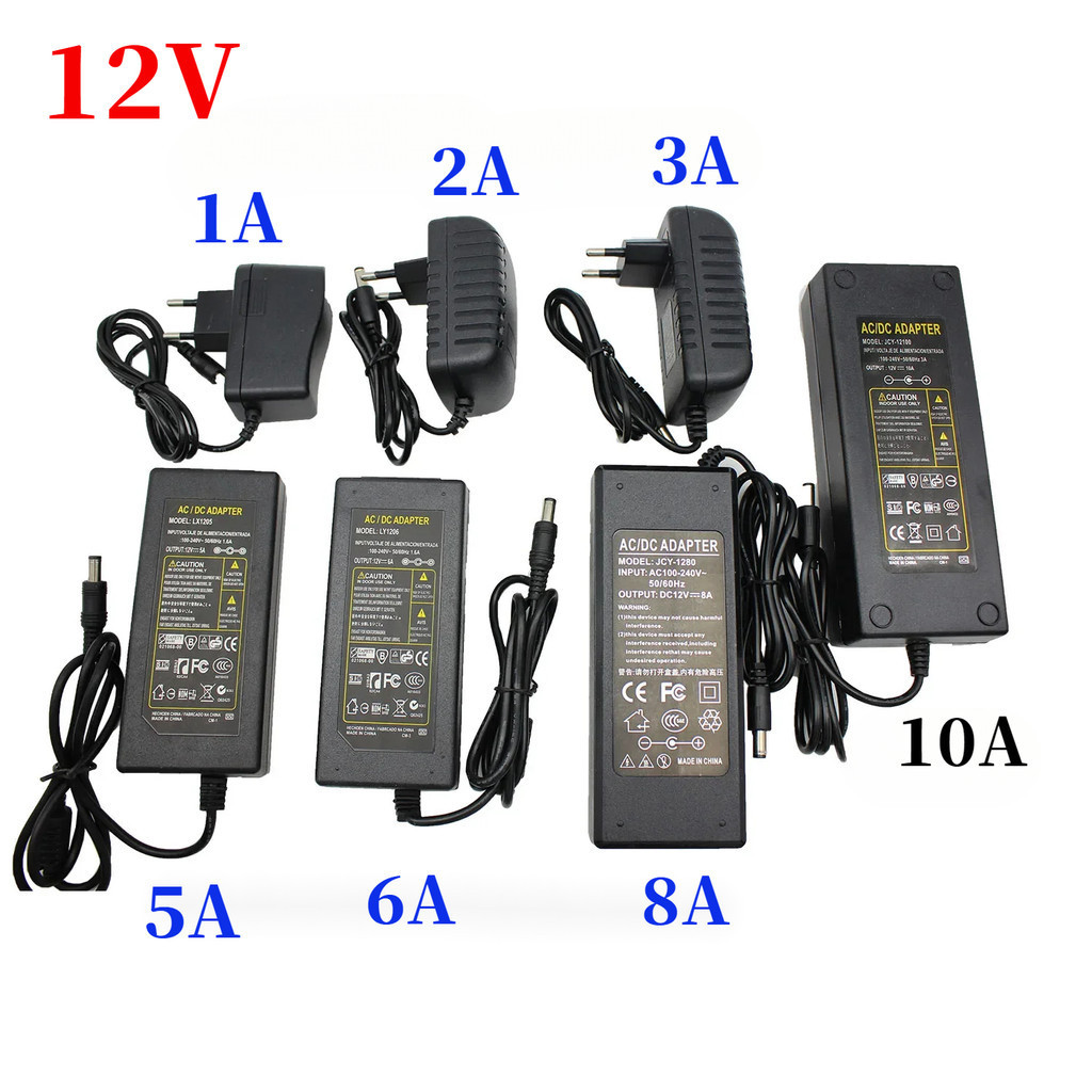 12v Power Adapter Supply Charger 1A 2A 3A 5A 6A 7A 8A 10A 12W 24W 36W 60W 72W 96W 120W AC/DC สําหรับ LED Strip Light US/EU