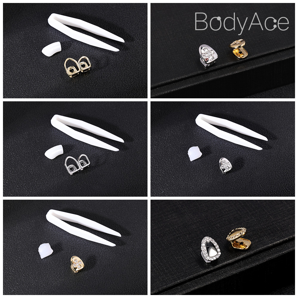 Bodyace Rapper ฟันหมวกขัดฟัน Grillz 1PC คริสตัลด ้ านล ่ าง Grillz สําหรับฟัน Hip Hop Star รูปร ่ างฟันเครื ่ องประดับ - รูปที่ 4