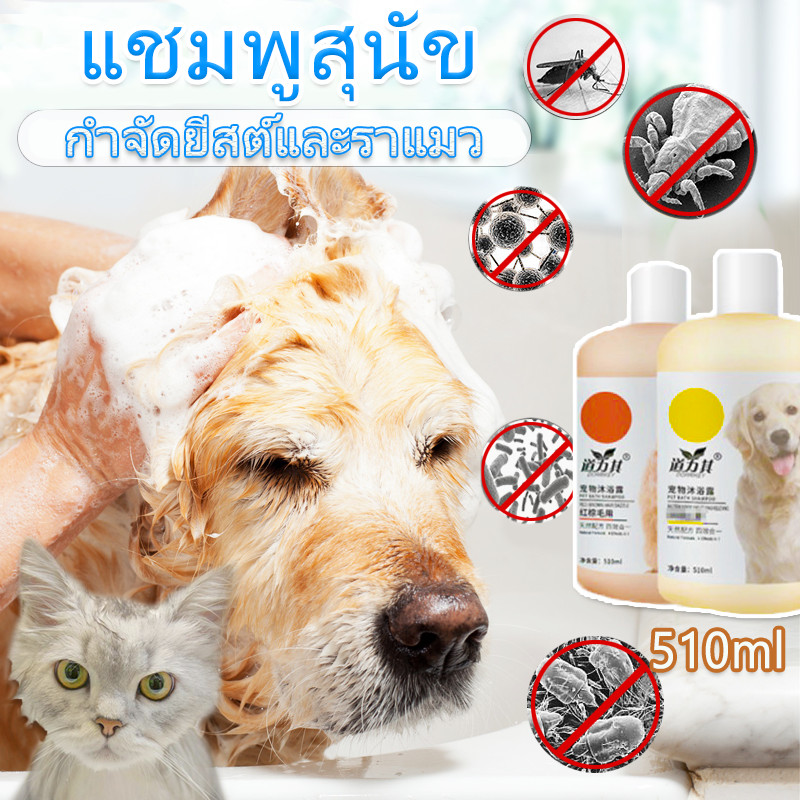 510ml แชมพูสุนัข ครีมอาบน้ำแมว แชมพูหมา กำจัดยีสต์และราแมว แชมพูแมว แชมพูอาบน้ำสุนัข แชมพูอาบน้ำแมว