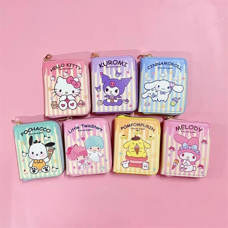 mystyle.99 กระเป๋าสตางค์ใบสั้น ขนาดพกพาสะดวก ลายการ์ตูน ช่องซิป #BAG029