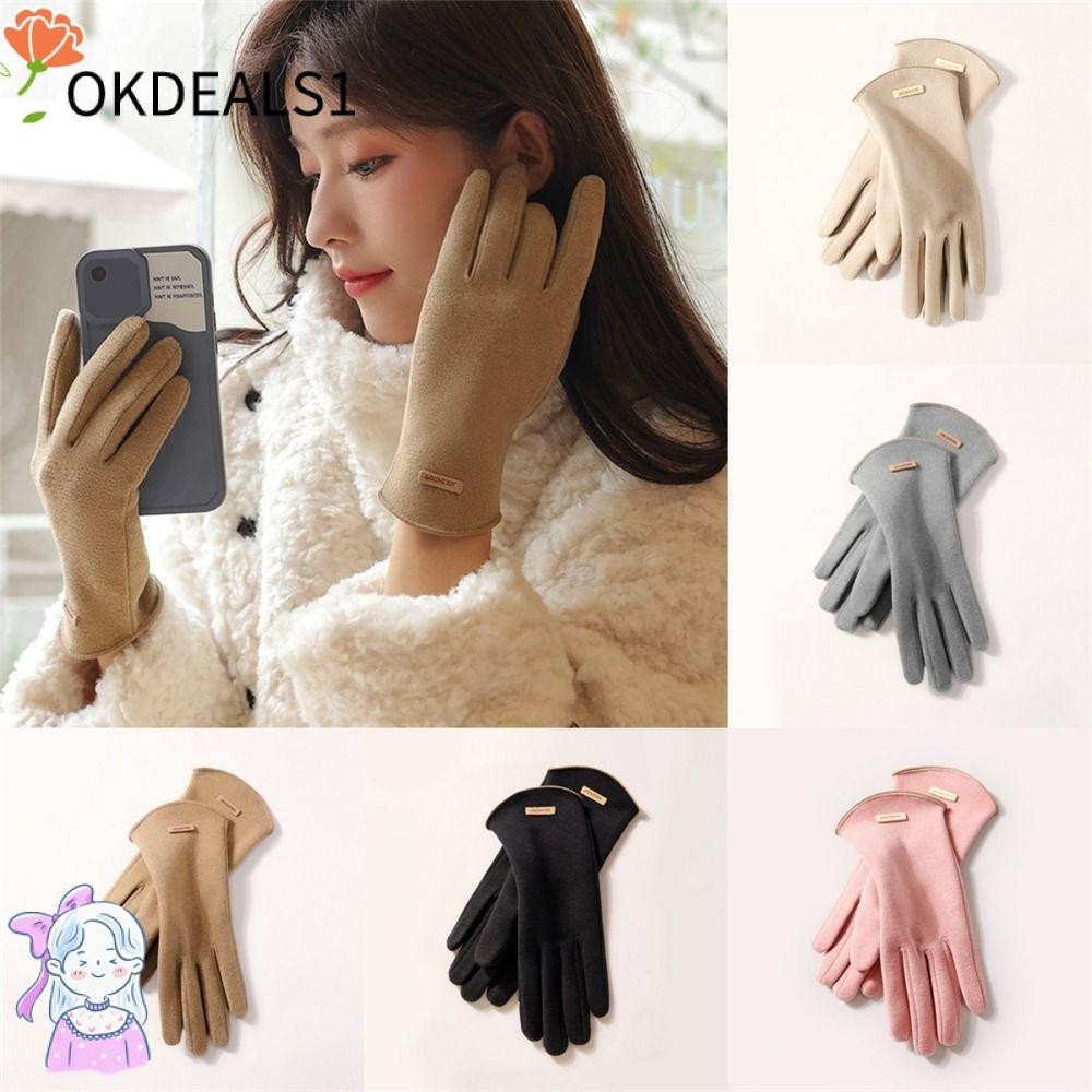 Dealshop ถุงมือ ผ้าฟลีซ แบบหนา หน้าจอสัมผัส กันน้ํา เหมาะกับฤดูหนาว ขี่จักรยาน เล่นสกี ตกปลา สําหรับผู้หญิง