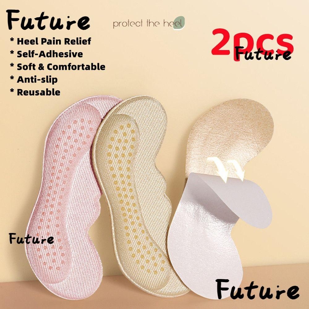 Future 2pcs Heel Cushion Self-Adhesive Reusable Heel Pain Relief Foot Care Protector Heel Grips Heel Liner Protector