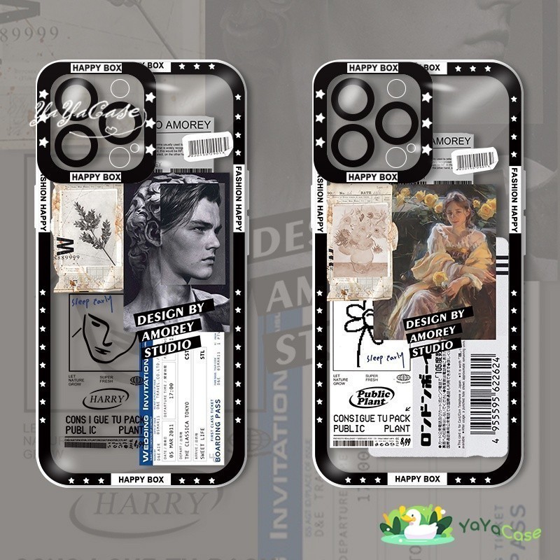 สำหรับ iPhone 11 13 CASE Forเคสไอโฟน15 14 12 Pro Max X XR XS MAX 7 8 14 15 Plus หนุ่มหล่อ ความงาม โปร่งใสกรณีซิลิโคนนุ่ม