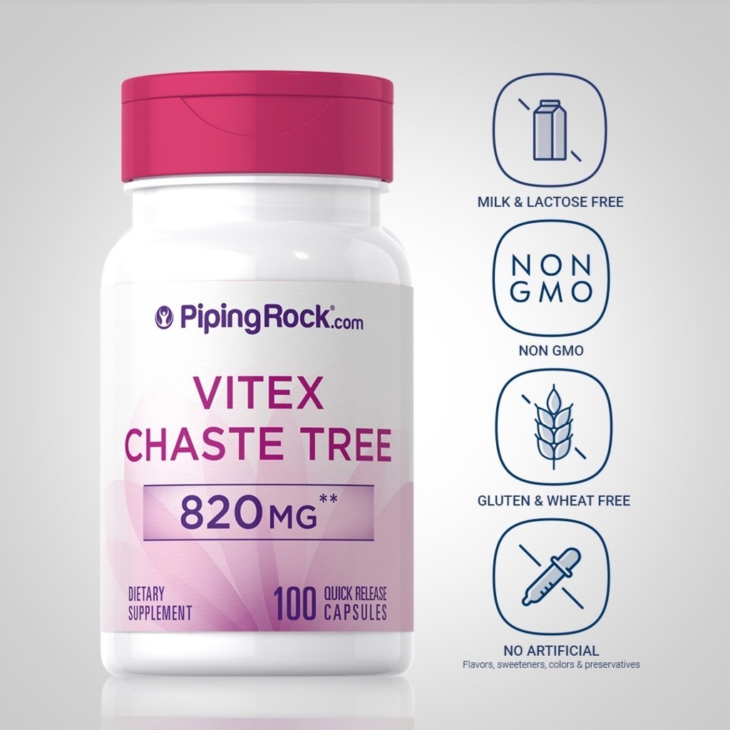 Vitex | Chasteberry Fruit 820 mg. by PipingRock (100แคปซูล) เชสต์เบอร์รี่