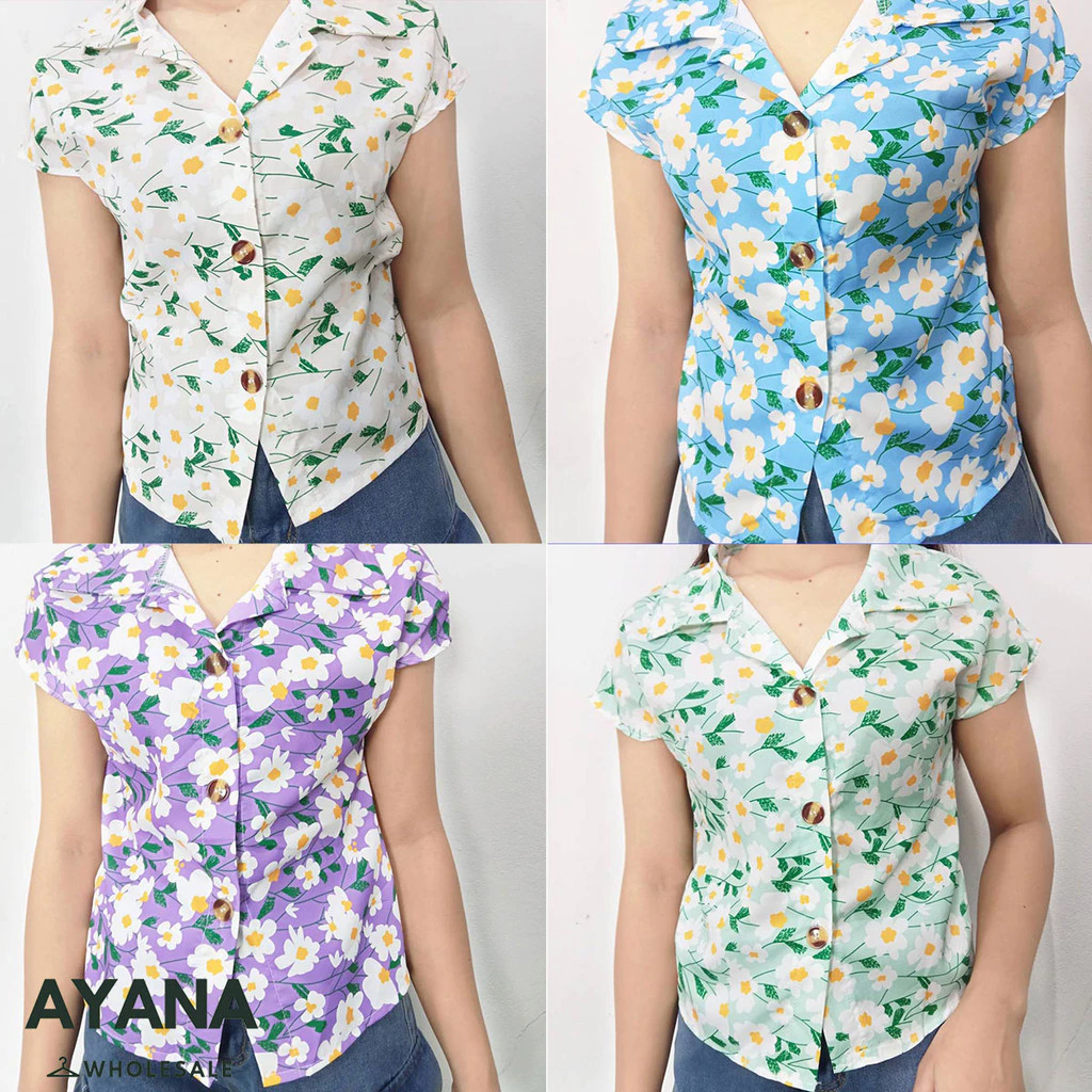 AYANA เสื้อลายดอกไม้ แขนสั้น ผู้หญิง