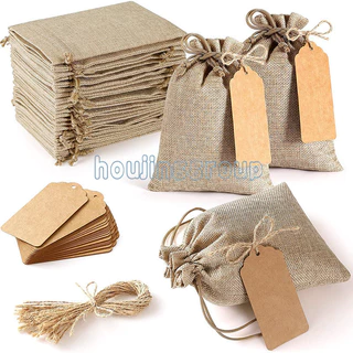10 ชิ้น Burlap ถุงของขวัญ Drawstring Jute กระเป๋าผ้าลินินกระสอบเก็บกระเป๋า Burlap กระเป๋าสําหรับงานแต่งงานโปรดปรานเครื่องประดับ Pouches