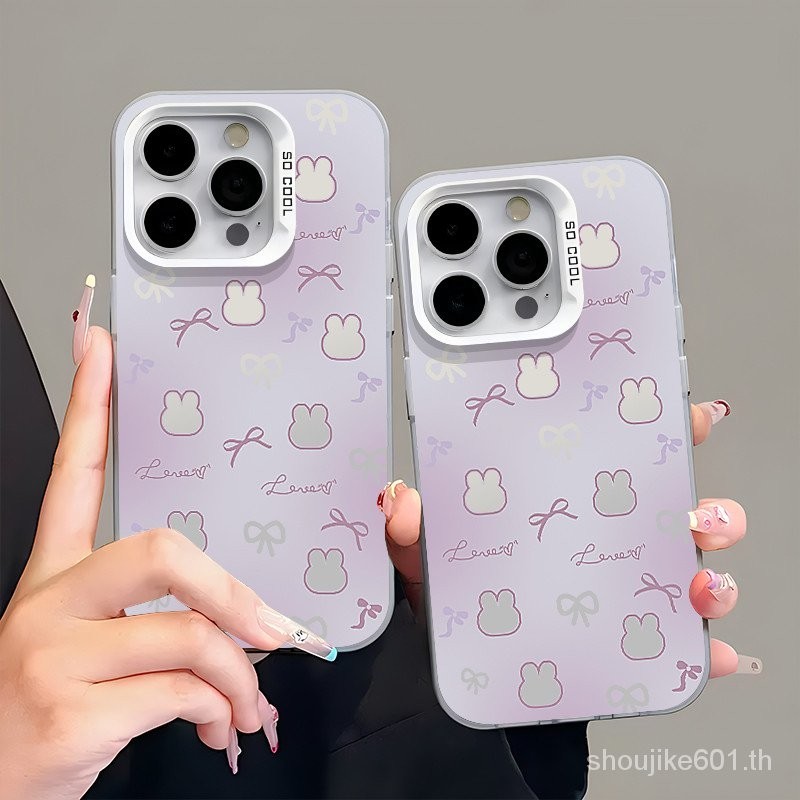 สีม่วงไล่ระดับสีกระต่ายเหมาะสําหรับ IPhone 15 11 12 14 13 Pro Max 7Plus XR X 15 7 8Plus XS Max เคสโทรศัพท์ IHRG