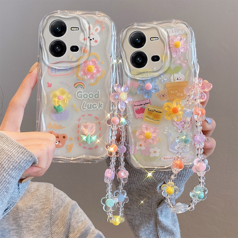 เคส Vivo V25 5G เคส Vivo V25E เคสใช้งานร่วมกับโปร่งใสน่ารักการ์ตูนครีมขอบซิลิโคนอ่อนนุ่มเคสโทรศัพท์ TYGZ2