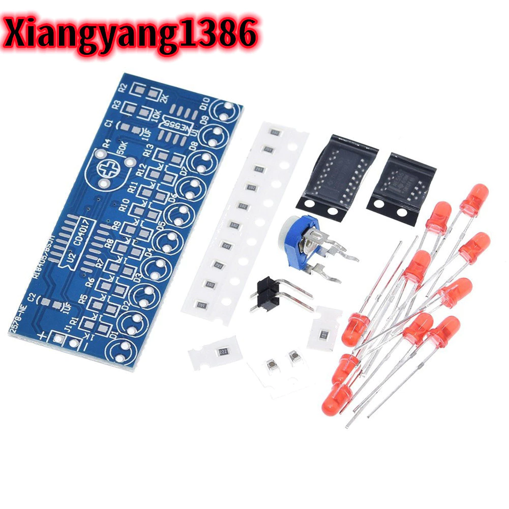 1/5PCS mart Electronics ชุด NE555 + CD4017 ไฟ LED น้ําไหล DIY ชุดการผลิตอิเล็กทรอนิกส์ Suite DIY วิ่ง LED Flow ไฟ LED