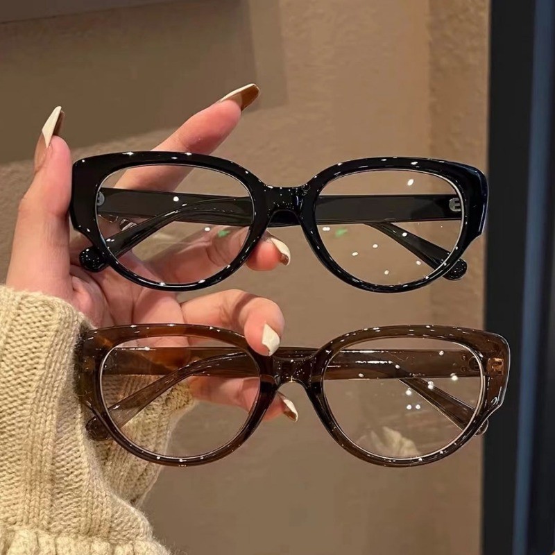 Retro Sweet Cool Spice Millennium Y2K Cat Eye Frame Anti Blue Light แว ่ นตาสําหรับผู ้ หญิงกรอบสีดํายุโรปอเมริกันแว ่ นตา