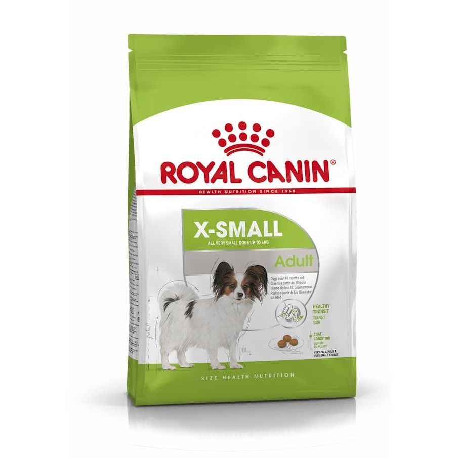 Royalcanin X-Small Adult 500g อาหารเม็ดสำหรับสุนัขโตพันธุ์จิ๋ว อายุ 10 เดือนขึ้นไป