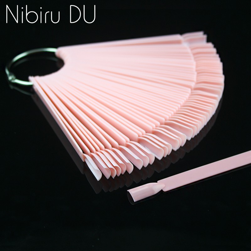 Nibiru Du เคล็ดลับเล็บปลอมการ์ดสีพัดลมโปร่งใสนิ้วมือ DIY เล็บจอแสดงผลเล็บฝึกภาษาโปลิชคําเล็บเครื่องมือ