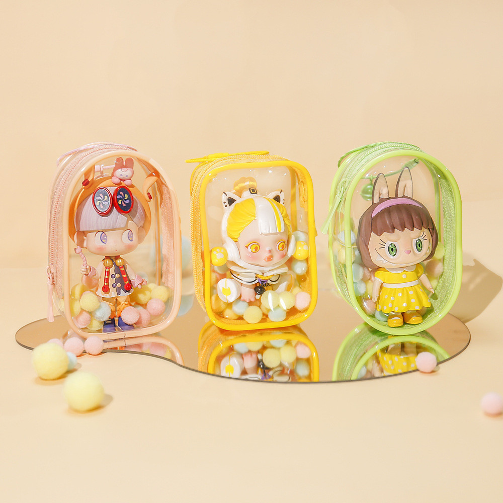 2024 ของเล่นอะนิเมะที่มีตะขอ 10 ซม. labubu crybaby popmart กล่องเก็บของ PVC อเนกประสงค์หนาและโปร่งใส