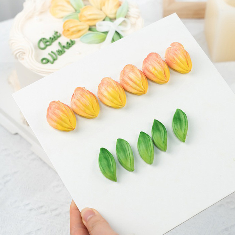 แม่พิมพ์ซิลิโคนฟองดอง Scraper กลีบแม่พิมพ์ Tulip Gesang ดอกไม้วันแม่ช็อกโกแลต Fondant เค้กตกแต่ง Scratch แม่พิมพ์ซิลิโคน