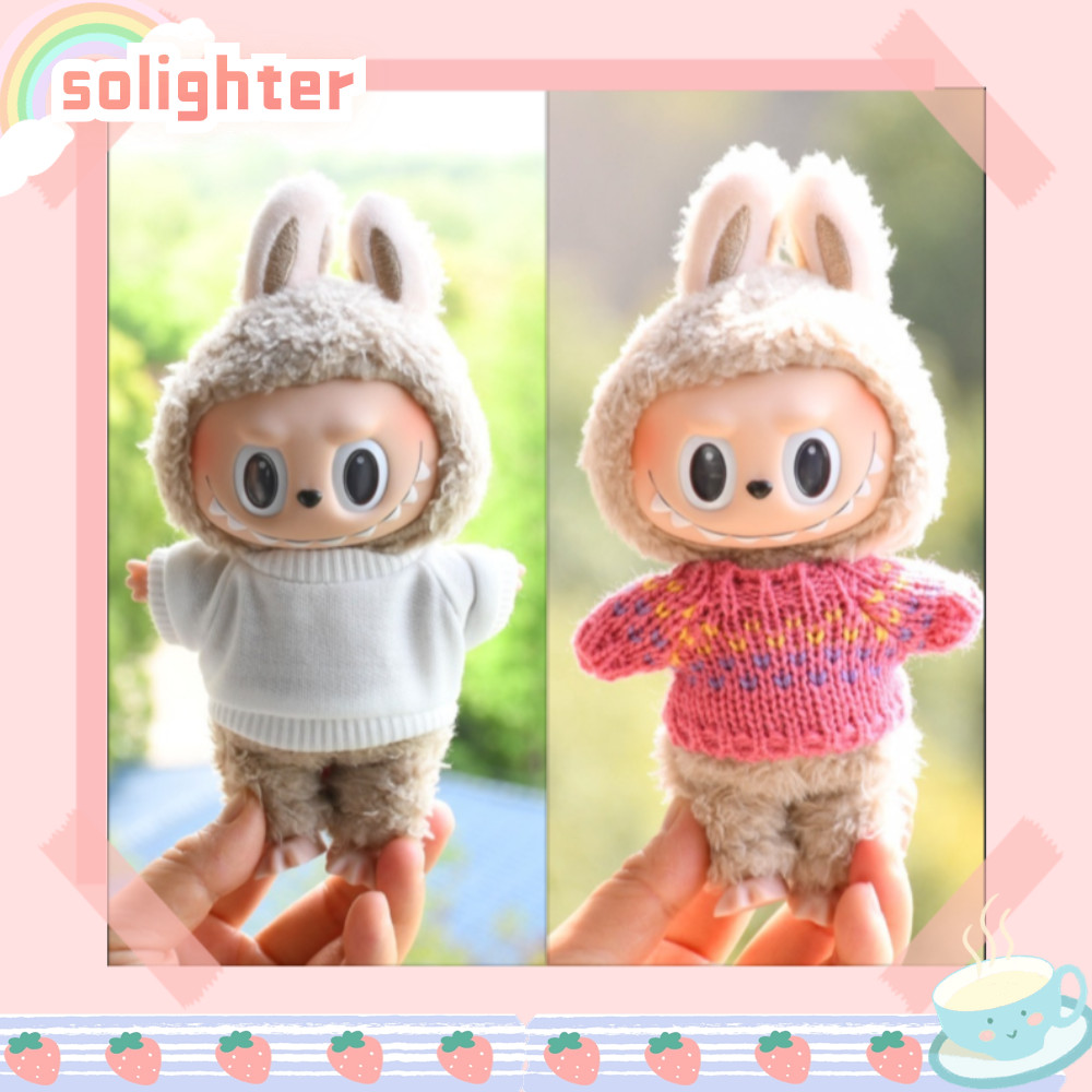 Solighter Labubu ตุ๊กตาเสื้อผ้าขายเท่านั้น 15 ซม. Labubu ตุ๊กตาถักเสื้อผ้า,น่ารักการ์ตูนตกแต่งเสื้อผ้า Labubu ตุ๊กตา Overalls ชุดสําหรับ 15 ซม. Labubu ตุ๊กตา