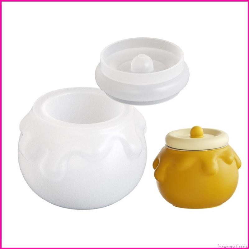 บูมคอนกรีต Jar แม ่ พิมพ ์ ซิลิโคนกล ่ องเก ็ บของทรงกลมพร ้ อมฝาปิดอีพ ็ อกซี ่ เรซิ ่ นพลาสเตอร ์