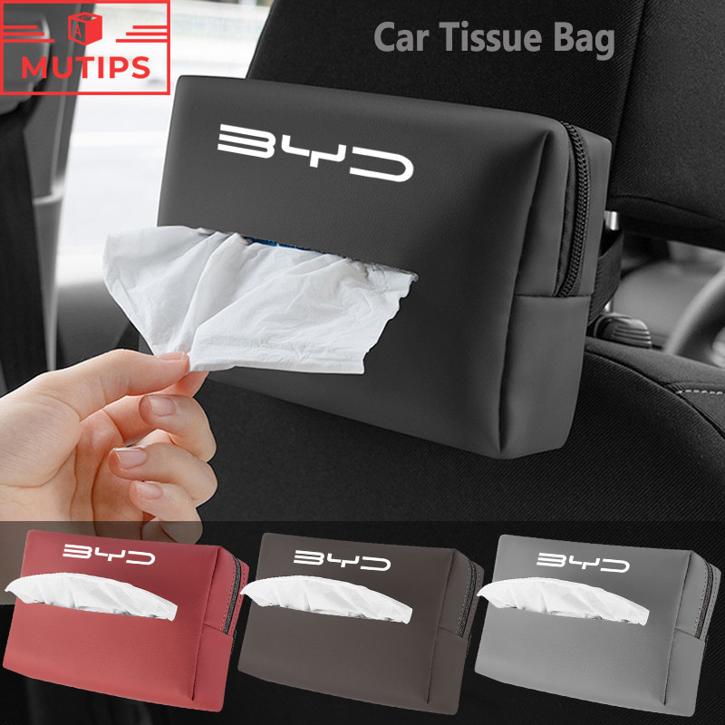 Byd หนังPU กล่องทิชชู่ กล่องทิชชู่ในรถ ที่ใส่กระดาษทิชชูม่านบังแดด กล่องใส่กระดาษทิชชู่ในรถยนต์ที่นั่งด้านหลัง Atto 3 Yuan plus Song Plus Dolphin Mini Seal U Han EV
