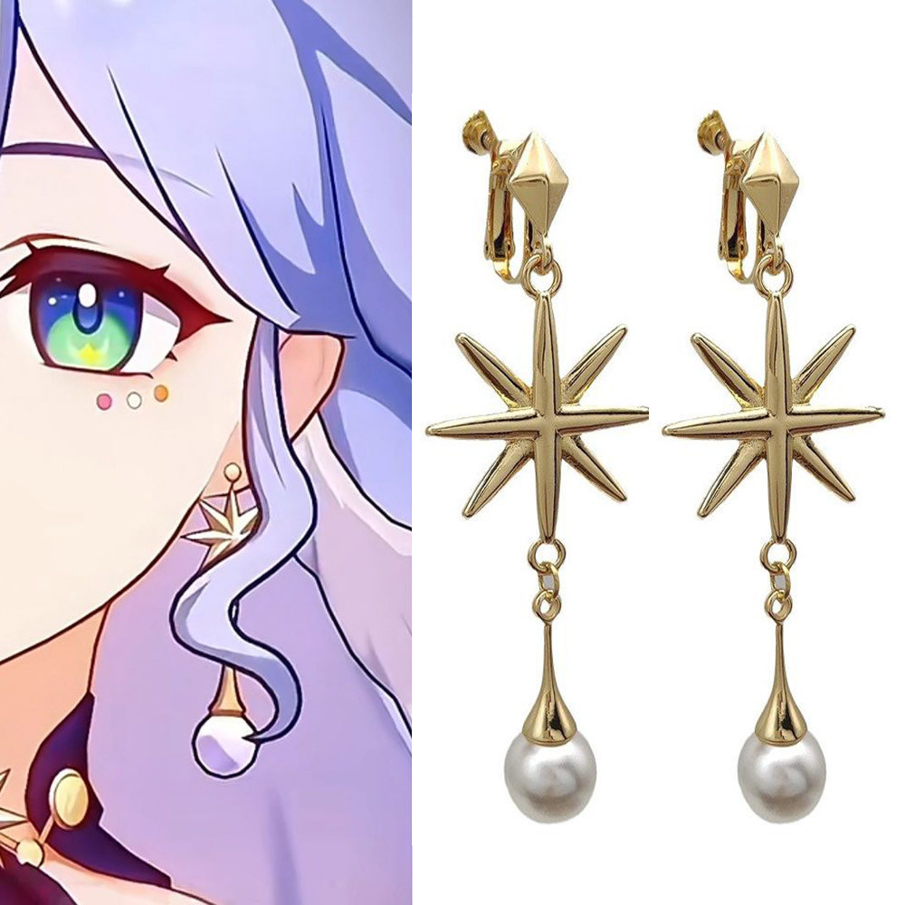 เกม Honkai: Star Rail Penocony คอสเพลย์ Robin เครื่องประดับ Eardrop จี้มุกโลหะผสมคลิปหูต่างหูสตั๊ด Dangler อุปกรณ์เสริม