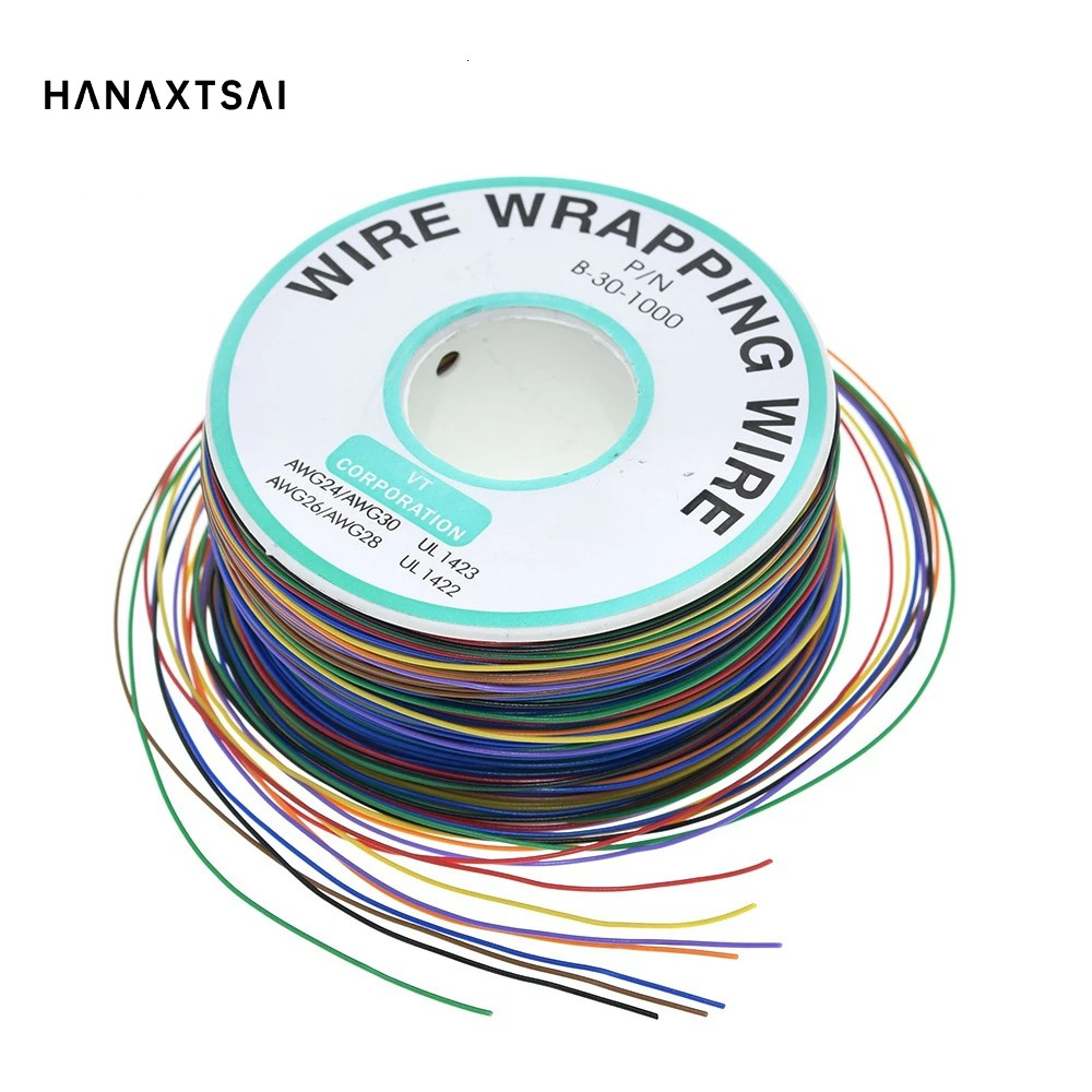 ห่อลวด 8 30AWG ลวดฉนวนกันความร้อน B-30-1000 UL1423 0.25 มม.ทองแดงดีบุกสาย PVC Breadboard จัมเปอร์สายไฟ OK สายไฟ PCB แผงวงจร Fly สายไฟ Welded สายA590