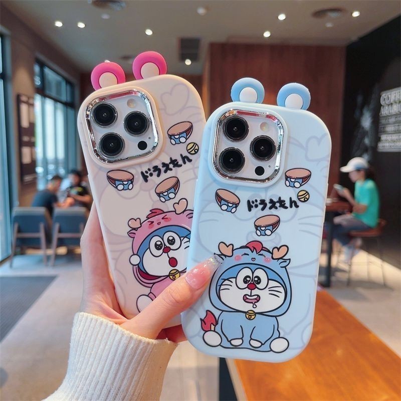 การ์ตูนหูตกแต่งคู่ขนาดใหญ่ Shock Absorption เคสโทรศัพท์สําหรับ IPhone/xsmax XR IPhone 14 15plus 11 12 13promax IPhone 7/8plus