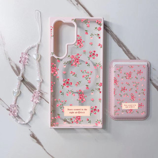 3pcs ดอกไม้กระเป๋าสตางค์สําหรับ Samsung s22 s22plus ultra Case Girly S23 S23Plus s23fe s24 s24plus s24ultra ปกหลัง