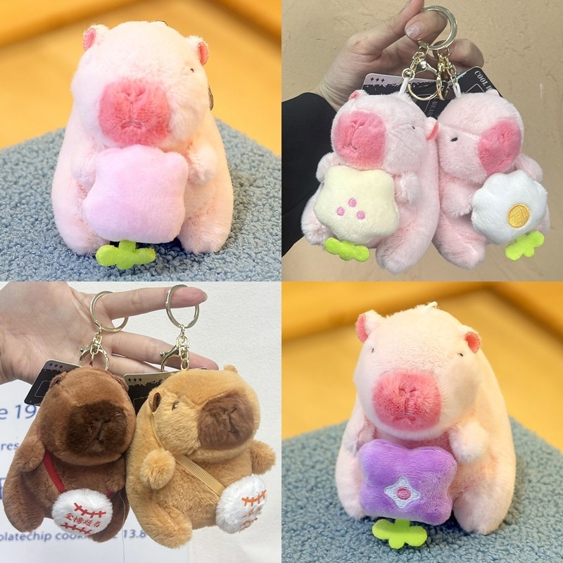การ ์ ตูนสีชมพู Capybara พวงกุญแจน ่ ารักตุ ๊ กตาทิวลิปพวงกุญแจตุ ๊ กตาสร ้ างสรรค ์ กระเป ๋ าจี ้ ของขวัญนักเรียนอุปกรณ ์