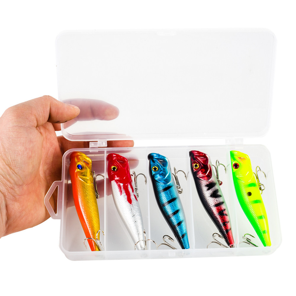 5pcs Fishing Lure 9 ซม./12.5G Popper Casting Lure ประดิษฐ์เหมือนจริง Topwater Swimbait Hard Fishing Lure พร้อมกล่อง ราคา ถูกที่สุด ดีลบีเคเค แกลเลอรีภาพที่ 3