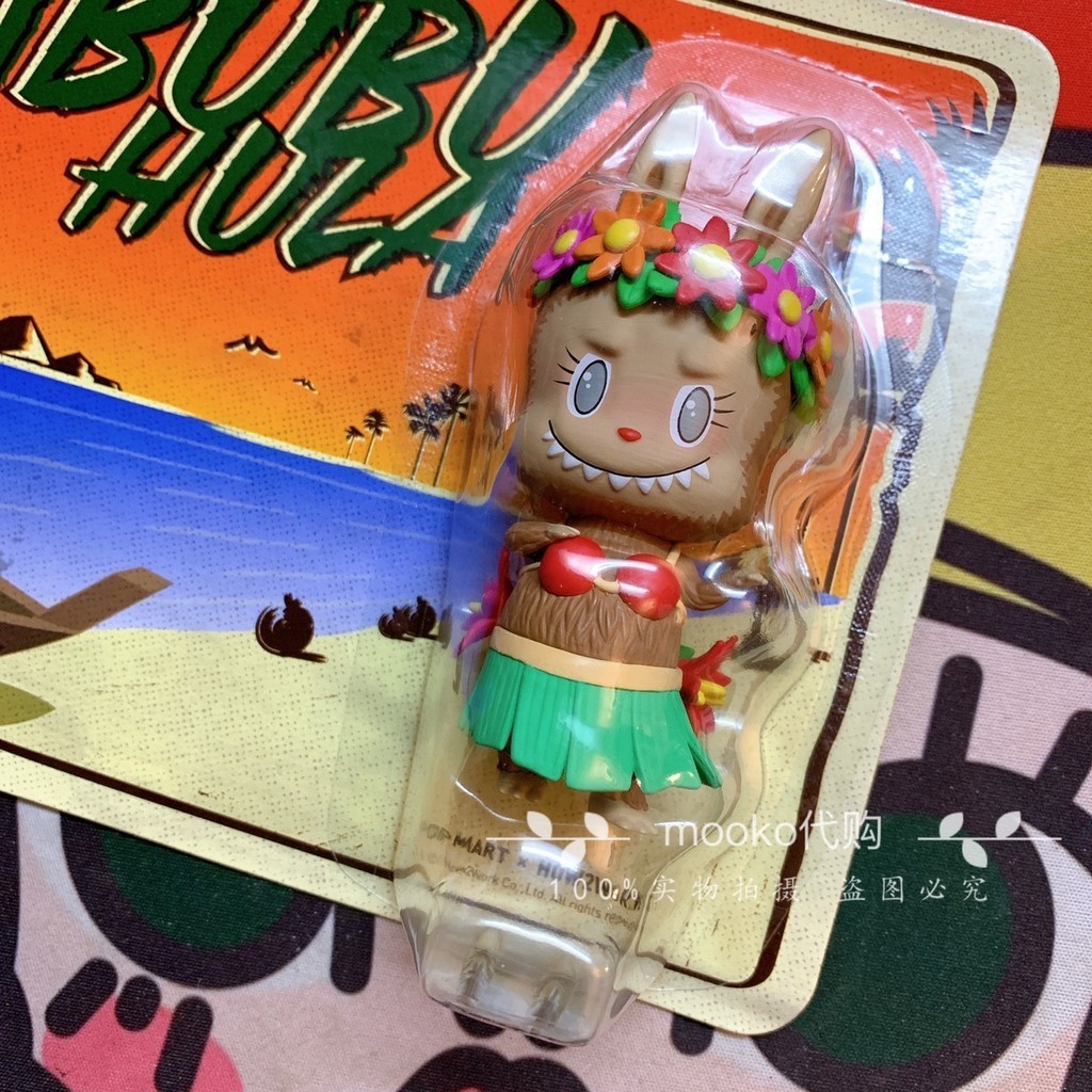 P POPMART Labubu Labu Hula Bright กล่องรูปเครื่องประดับอินเทรนด์น่ารักของเล่นของขวัญแบรนด์ใหม่แท้