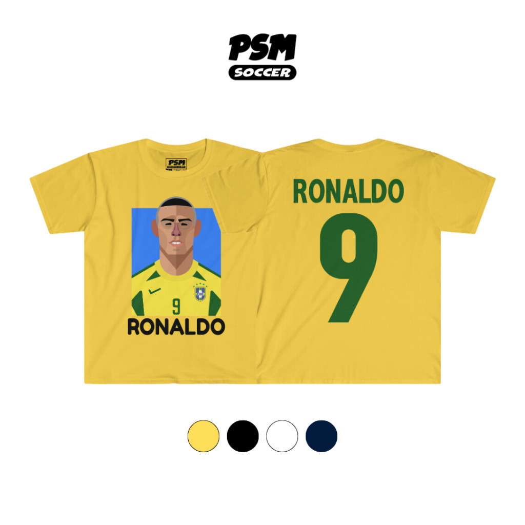 PSM เสื้อยืดลายนักฟุตบอล Ronaldo Brasil 2002 เสื้อยืดคอตตอน s-5xl