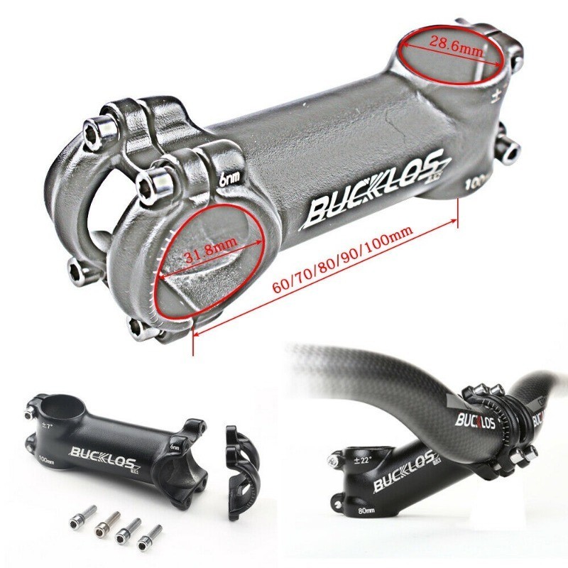 BUCKLOS 7/17/22 ° MTB สเต็ม 31.8mm คอแฮนด์จักรยานเสือภูเขา คอแฮนด์จักรยาน 60/70/80/90/100mm คอแฮนด์ สเตมจักรยาน
