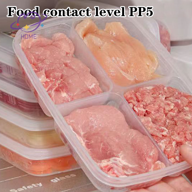 [mayhome] 4 กริดอาหารกล่องเก็บผลไม้ช่องแบบพกพาตู้เย็นตู้แช่แข็ง Organizer Sub-Packed เนื้อหัวหอมขิง Clear Crisper {TH}