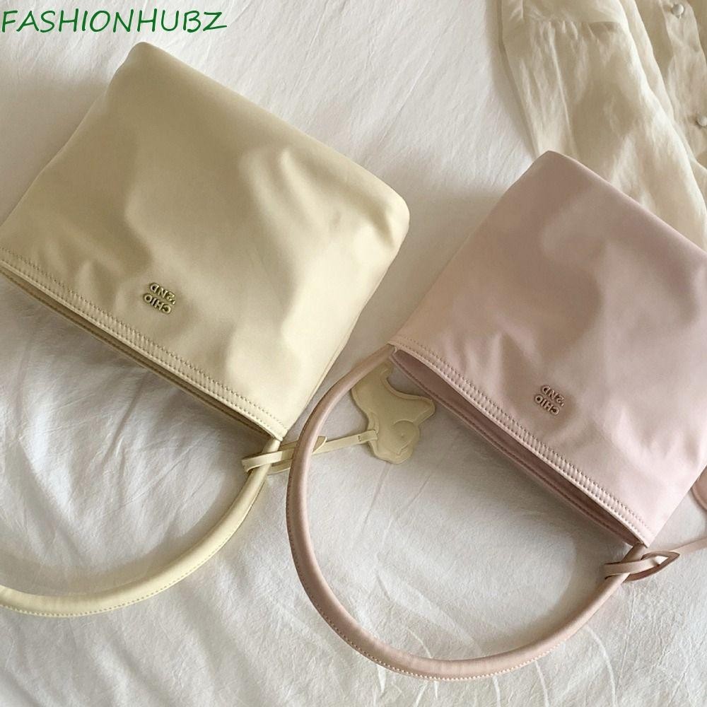 Fashionhubz Summer Letter Underarm Bag Nylon Girl Fashion Casual and Versatile Bucket Bag