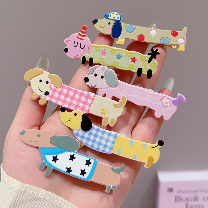 2pcs น ่ ารักลูกสุนัขรูปแบบคลิปผมผู ้ หญิง 2024 ฤดูร ้ อนเด ็ กใหม ่ สนุกโดยไม ่ ทําร ้ ายผม Bangs คลิป