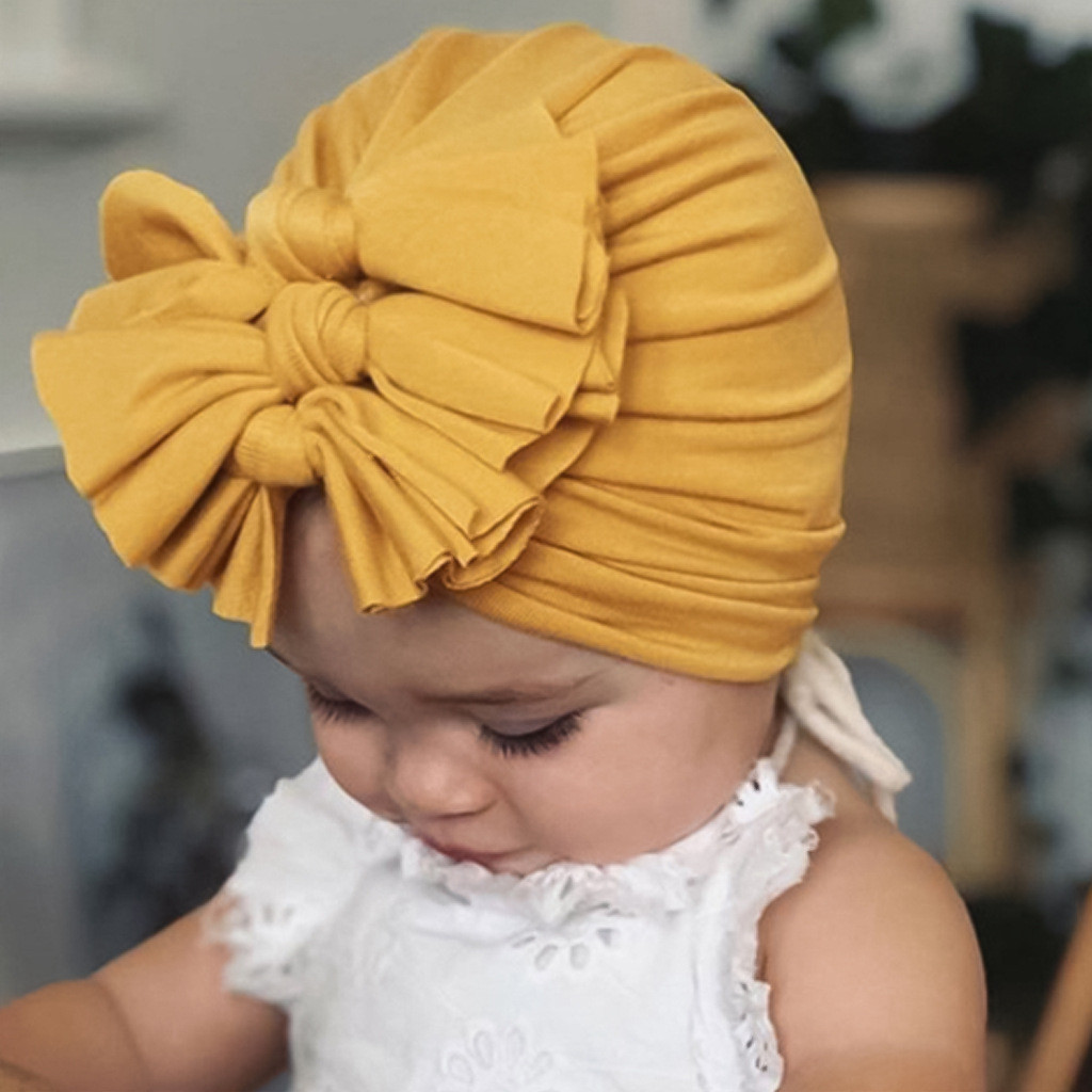 (Bow08) ที่คาดผม ผ้าโพกหัว สำหรับเด็ก โบว์3ชั้น ผ้านิ่ม ยืดหยุ่น หมวกเด็ก - รูปที่ 2