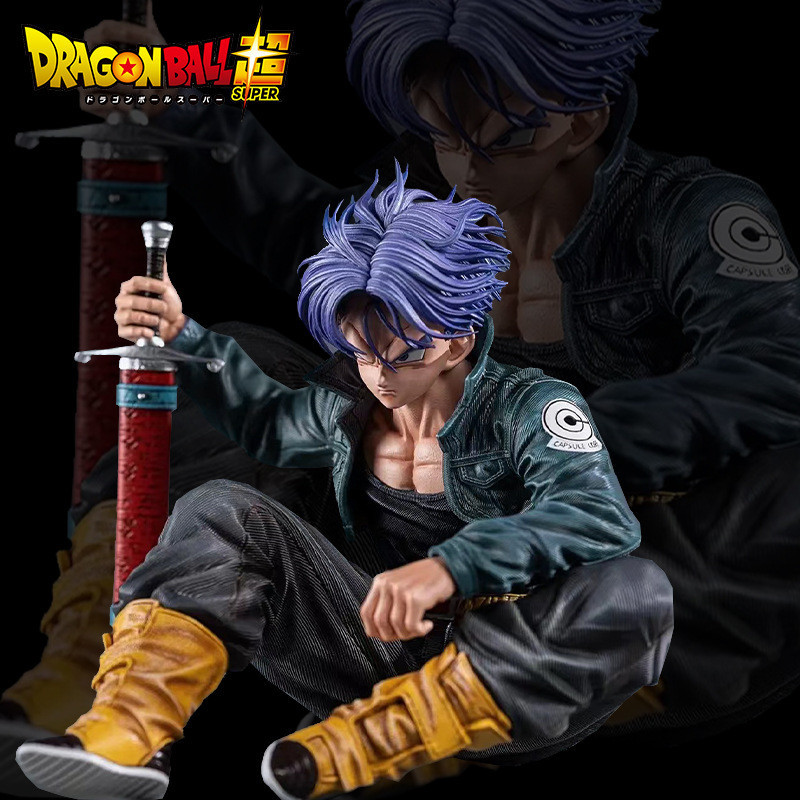 10 ซม.Dragon Ball Trunks Action Figure Torankusu นั่งตําแหน่ง Figurine อะนิเมะ Super Saiyan PVC ของเล่นรูปปั้นเครื่องประดับ