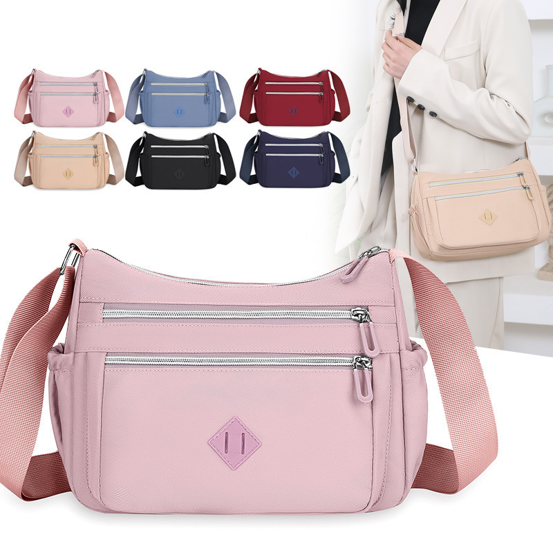 ขนาดใหญ่-ความจุผ้าไนลอนกระเป๋าแม่ Multi-Compartment Casual Commuter สุภาพสตรีไหล่กระเป๋าน้ําหนักเบา Casual Messenger กระเป๋าหญิง Adju