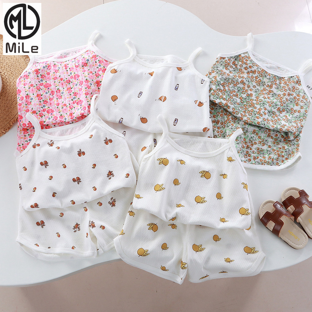 [ML] 80-160 ซม.เสื้อกั๊กเด็ก a-Class ผ้าฝ้ายหญิง Camisole เสื้อกั๊กเด็กกางเกงขาสั้นชุดสองชิ้นเสื้อกั๊กความปลอดภัยหญิงชุดบ้าน