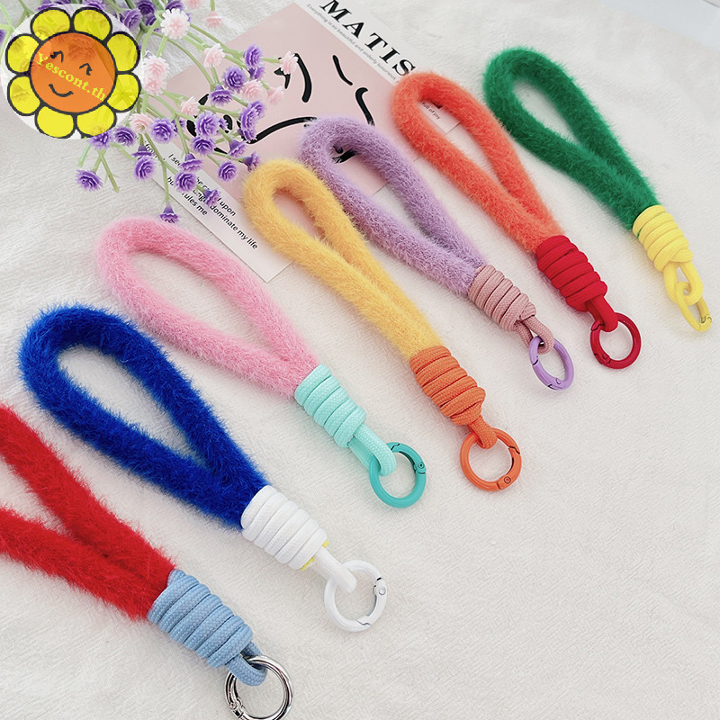 Yescont Creative Plush พวงกุญแจสั้นเคสโทรศัพท์ Anti Lost เชือก Lanyard พวงกุญแจรถแฟชั่น DIY กระเป๋าเป้สะพายหลังอุปกรณ์ตกแต่ง TH