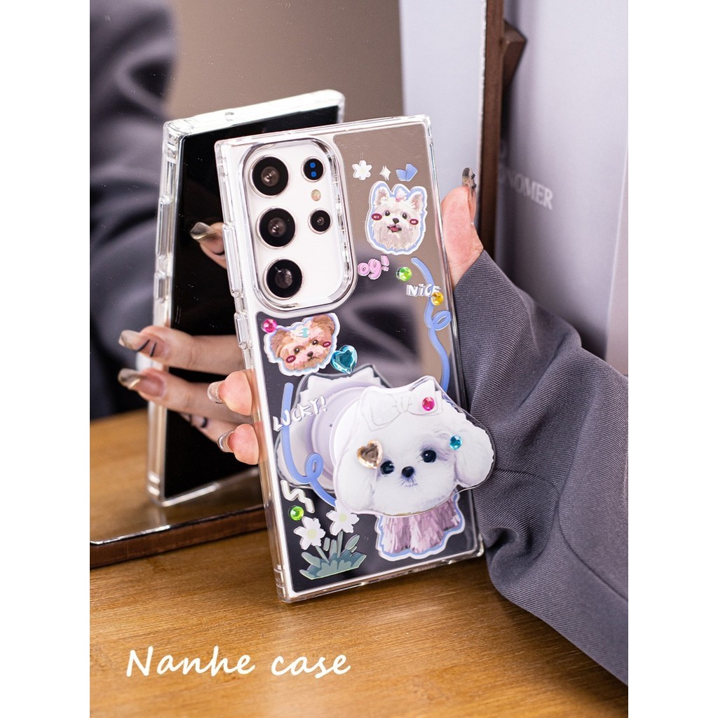 เหมาะสําหรับ Samsung s25ultra เคสโทรศัพท์ s24plus คือ S23fe + วงเล็บ s20 หญิงสิบกันกระแทก s21 High-End กระจก a54a52a51a71a34 s22u เกาหลีเทพธิดา Niche