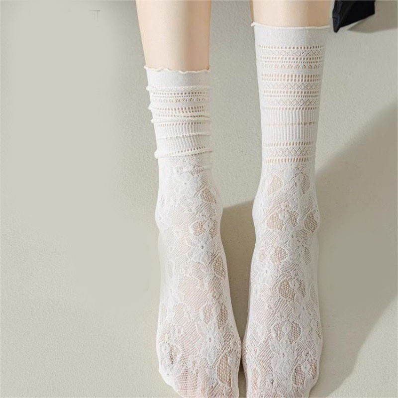 ถุงเท้าผู้หญิง JK สไตล์เกาหลี ถุงเท้าผู้หญิงลูกไม้สีทึบ สไตล์โลลิต้า สวมใส่สบาย - รูปที่ 5