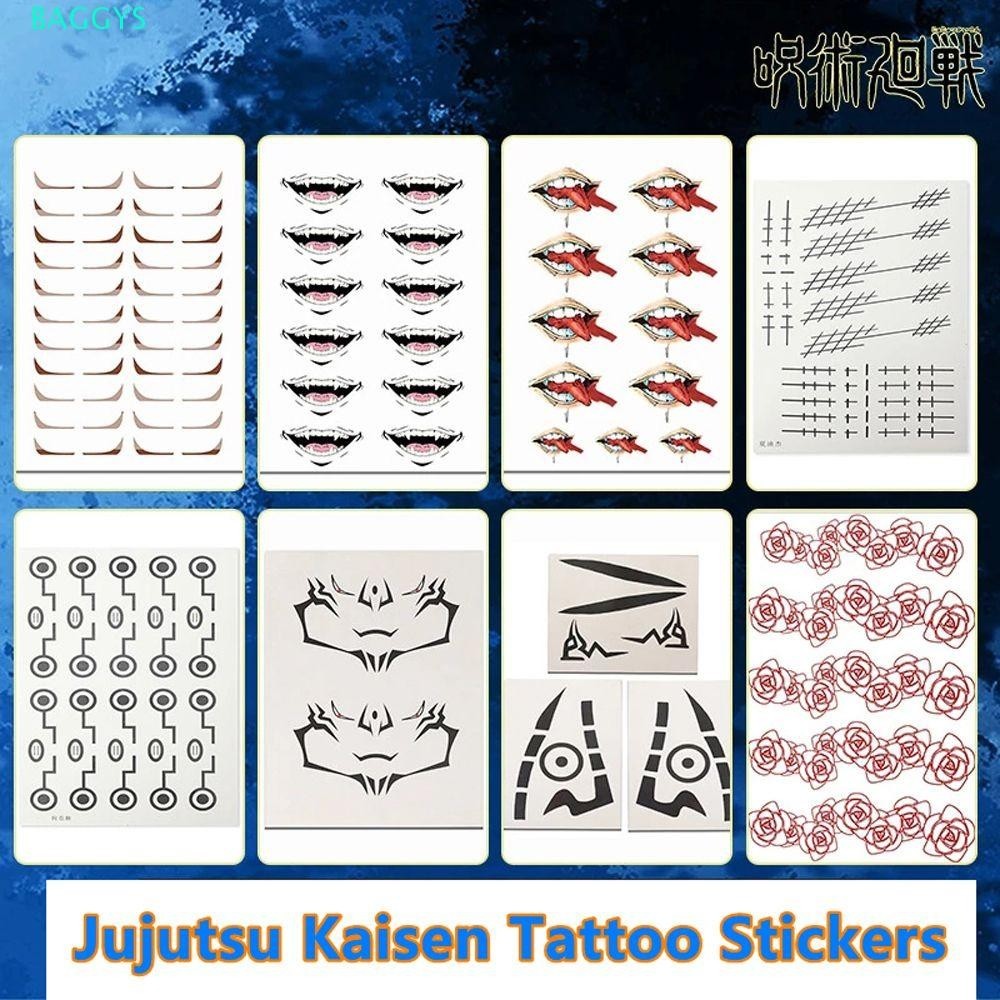 BAGGYS Anime Tattoo สติกเกอร์คอสเพลย์กันน้ํา Prop Yuji Itadori Toge Inumaki Face สักปลอม