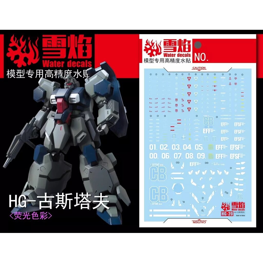 ดีคอลน้ำ HGUC FD-03 GUSTAV KARL UNICORN VER HG-20 Water Decal Fluorescent color สติ๊กเกอร์น้ำสะท้อนแ