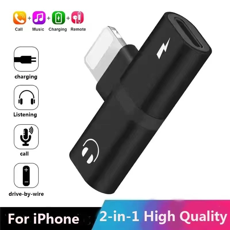 Dual 8 Pin อะแดปเตอร์เสียงสําหรับ X XS 11 12 13 14 แจ็คหูฟังชาร์จ 2 In 1 Splitter สําหรับ IOS 10.3 ด้านบน Converter