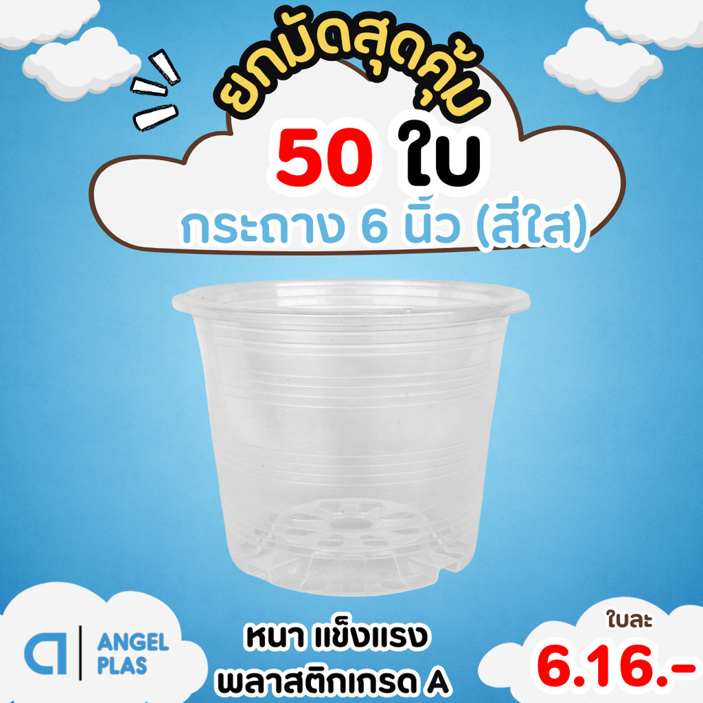 กระถาง กระถางต้นไม้ กระถางใส เบอร์ 6 นิ้ว Bundle 50 ใบ ชิ้น อัน