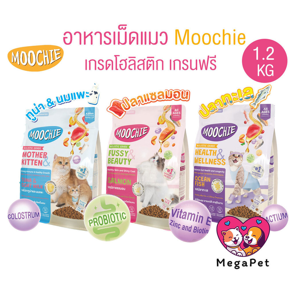 [ 1.2 KG ] Moochie อาหารเม็ดแมว เกรดโฮลิสติก เกรนฟรี