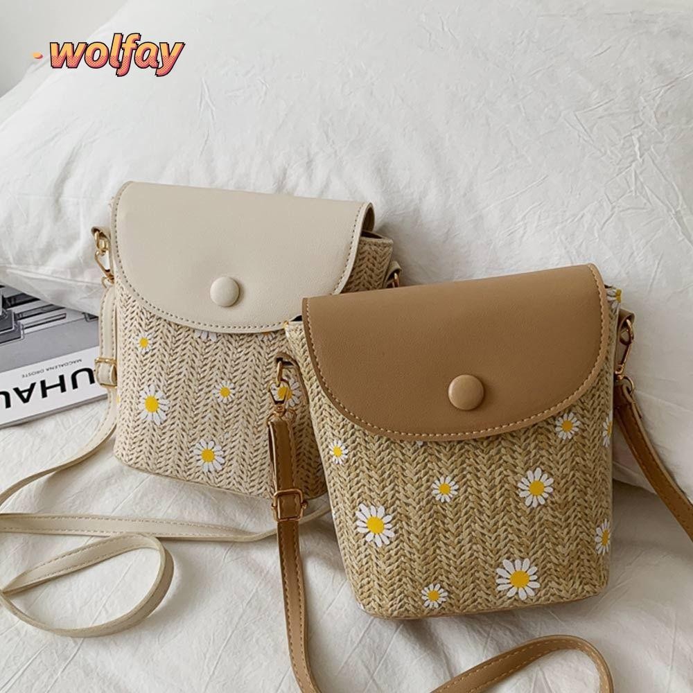 Wolfay กระเป ๋ าสะพายฤดูร ้ อนชายหาดแฮนด ์ เมดถักกระเป ๋ าฟางหวาย