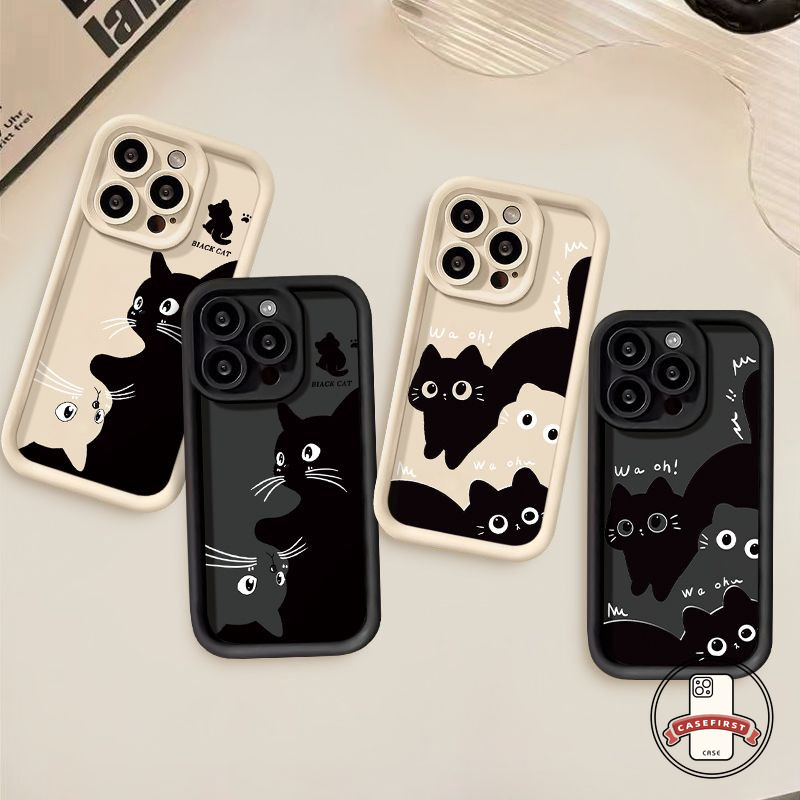 การ์ตูนตลกแมวสีดำเคส Tpu อ่อนสำหรับ Vivo Y36 Y15 Y22 Y20 Y12s Y02 Y11 Y33s Y17 Y17s Y15s Y27 Y21 Y12i Y78 Y100i