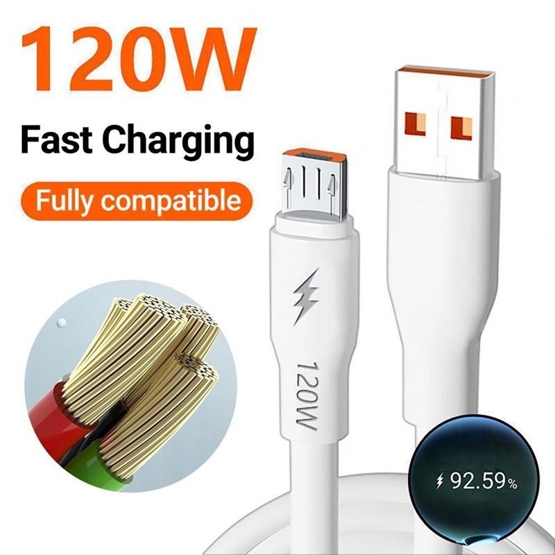 120w Super Fast สายชาร ์ จหนาพิเศษประเภท C Micro USB Charger สาย Type-C USB C Fast Charger สําหรับ Android